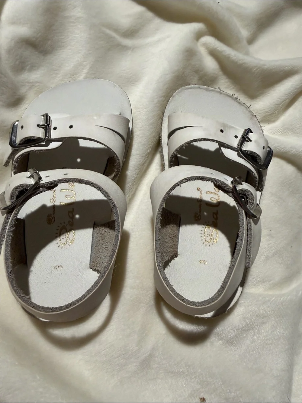 Salt Water Sun San Sea Wees Kids White Buckle Sandals - Casual Comfort Size 3